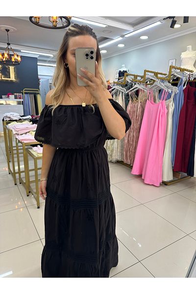 LİSAA BUTİK Madonna Collar Black Princess Dress