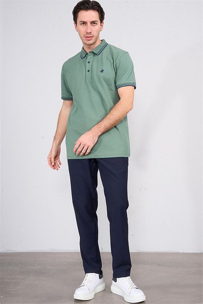 Çetinkaya Chester Polo 3894 Men's Polo Neck 30/1 Pique T-Shirt in Sage