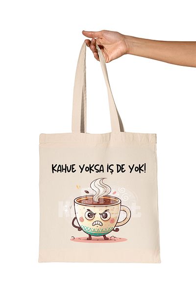 giftkonsept No Business Without Coffee Printed Gift Organic Raw Cloth Bag