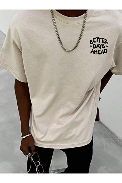 LAYORA "Men's Oversize Printed T-Shirt - Better Days Ahead Written"