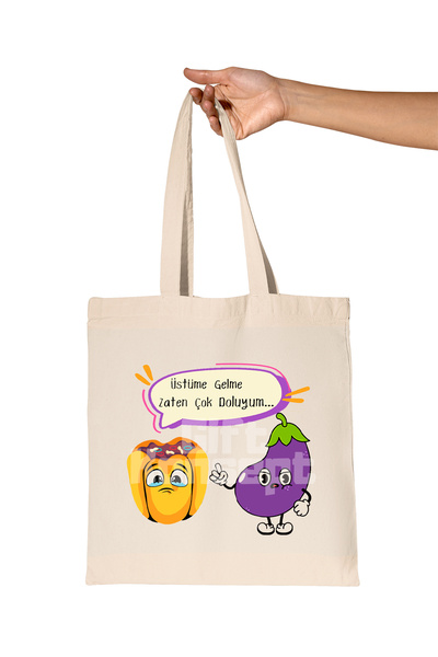 giftkonsept Είσαι ήδη πολύ πλήρες, οργανική υφασμάτινη τσάντα δώρου με στάμπα