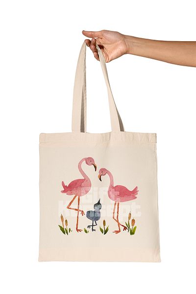 giftkonsept Flamingo Garden Printed Gift Organic Raw Cloth Bag