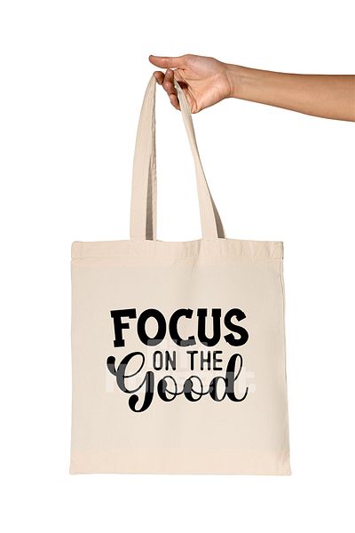 giftkonsept Focus on the Good Printed Motivational Organic Raw Cloth Bag