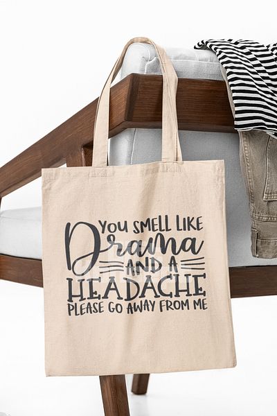 giftkonsept You Smell Like Drama Go Away Stay Away Sarcastic Printed Gift Organic Raw Cloth Bag