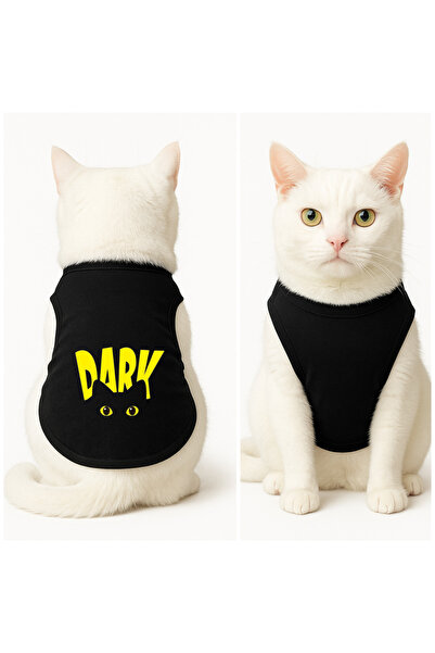 Buddy Store Cat Outfit Clothes Singlet - Darky Printed Black Singlet - Size L