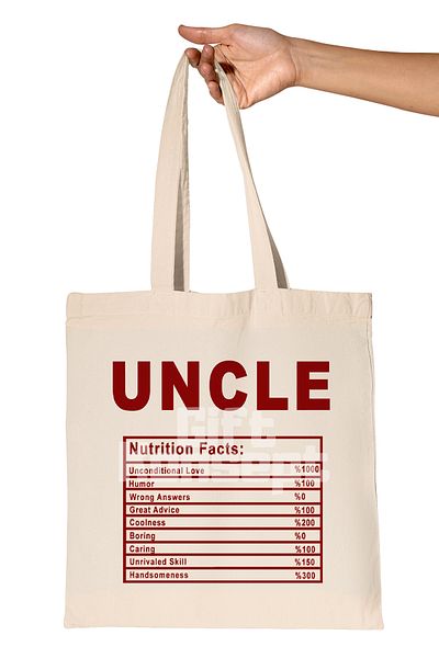 giftkonsept Uncle Nutrition Facts Printed Uncle Gift Organic Raw Cloth Bag