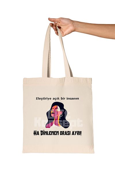 giftkonsept I'M an Open to Criticism Printed Gift Organic Raw Cloth Bag