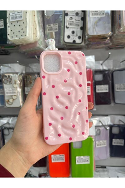 TECNOTREND APPLE 13/14 UYUMLU KEDİ FİGÜRLÜ BENEKLİ SİLİKON KILIF
