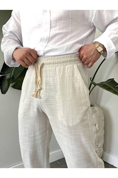 KHAYN ERKEK BOL KESİM PAMUKLU YAZLIK LASTİKLİ BEL KETEN PANTALON KHKP2050