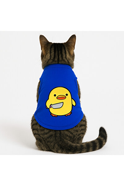 Buddy Store Cat Outfit Clothes Singlet - Bad Chick Printed Saks Blue Singlet - Size L