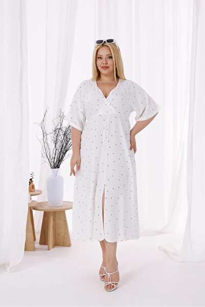 Siyezen Double Breasted Neckline Elastic Waist Dress