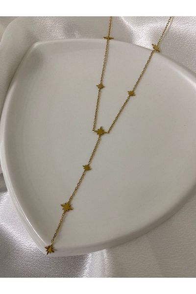 stainless steell قلادة من الفولاذ على شكل حرف Y مع تفاصيل على شكل نجمة
