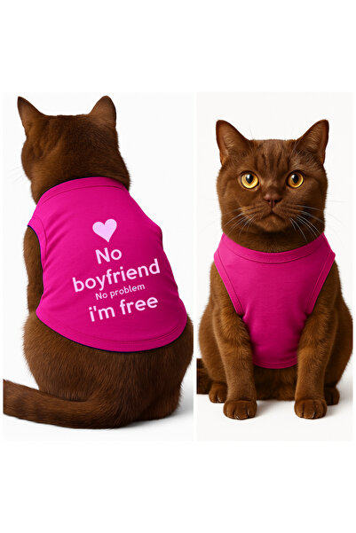 Buddy Store ملابس قطط - قميص داخلي بدون جسم مطبوع باللون الوردي - مقاس L