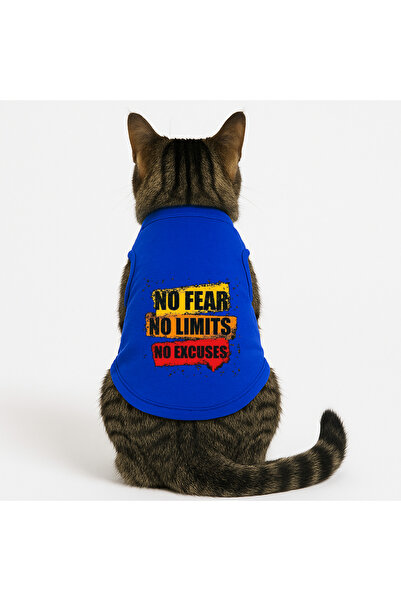 Buddy Store ملابس قطط - قميص داخلي - قميص داخلي مطبوع عليه No Fear باللون الأزرق - مقاس M