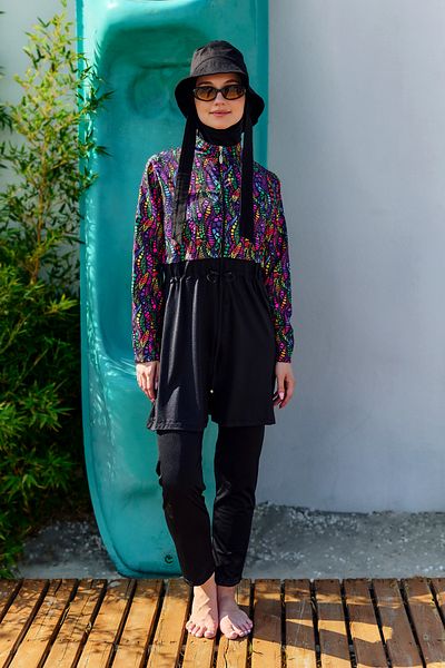 Remsa Mayo Full Covered Hijab Swimsuit Black01 R5101 Neşe