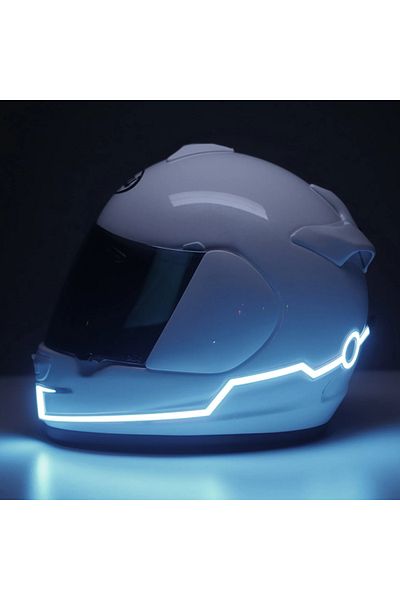 OEM Set 2 benzi LED pentru iluminare casca moto, culoare alba, telecomanda cu fir, alimentare baterii