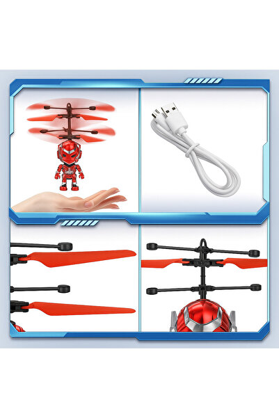 Buldug USB Şarjlı Sensörlü Uçan Robot Oyuncak – Işıklı, Kumandalı, Dayanıklı Gövde-KIRMIZI RENK