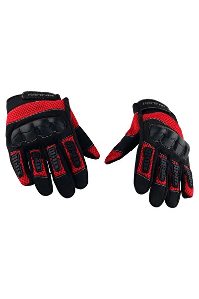 OEM Kamfan Motosiklet Eldiveni Kırmızı-Siyah-2XL Beden