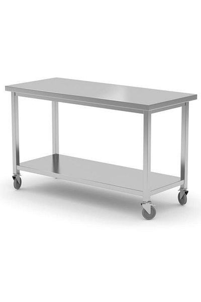 HENDI Stół blat roboczy mobilny do kuchni z półką skręcany nierdzewny 100x70x85 cm - 815786