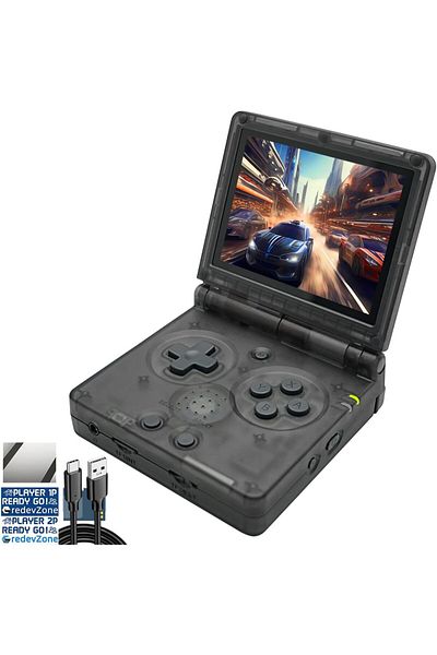 ANBERNIC جهاز ألعاب محمول RG35XXSP - ذاكرة وصول عشوائي (RAM) سعة 64 جيجابايت، شاشة 3.5 بوصة، واي فاي/بلوتوث، بطارية 3300 مللي أمبير/ساعة، شبكة 5G