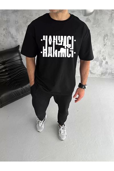 Mirage Unisex Crew Neck Folding Printed T-Shirt - Black