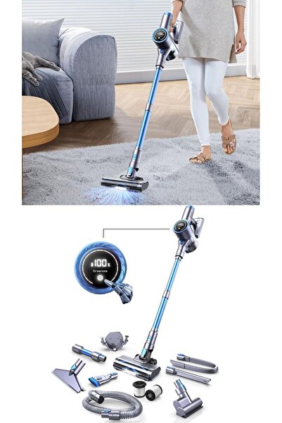 Greenote Yen GSC60 Akülü Elektrikli Süpürge 33KPa, 10'u 1 Arada çok aksesuarlı süpürge,Led Ekran+Evcil Hayvan