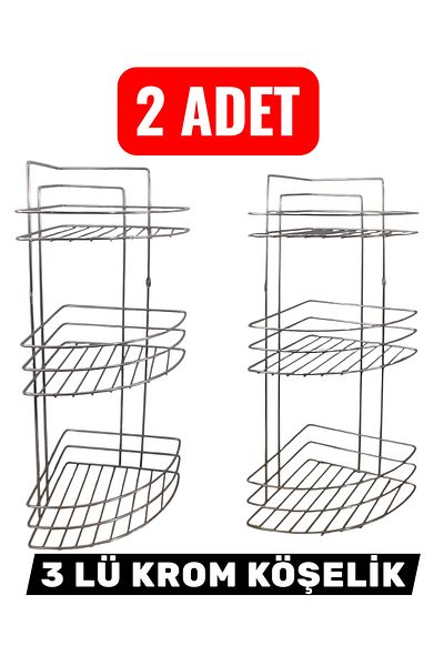 NOVAAVM 2 Pieces Bathroom Corner Shelf 3 Piece Chrome Corner Shelf Shower Shelf Shampoo Holder Stainless