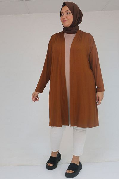 Eslina 43008 Large Size Combed Cotton Jacket - Tan