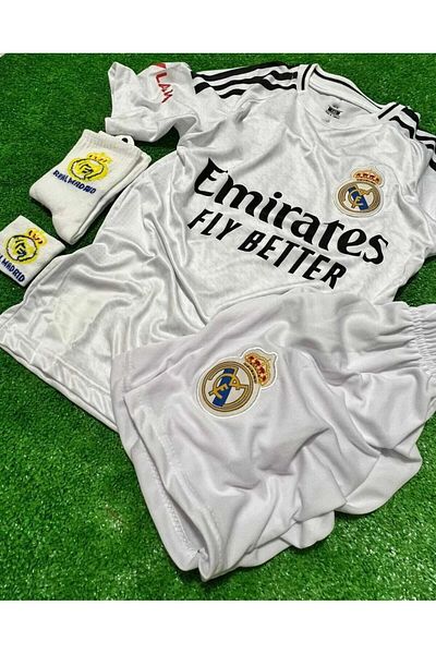 BARBITOS R. Madrid 2024/25 الموسم الجديد Arda Güler Home Kids Jersey مجموعة من 4 قطع (هدية مع جوارب المعصم)-ZP1