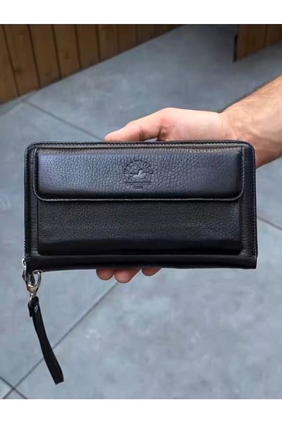 BENOX Genuine Leather Hand Portfolio Wallet with Telofon Compartment