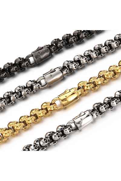 Viking Skull Skull Design Adjustable Tarnish&Rustproof 316L Steel Bracelet