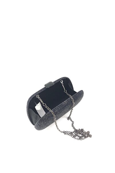 womenacs Black Color Double Side Stone Material Evening Dress Portfolio Clutch Wedding Engagement Henna Evening Bag