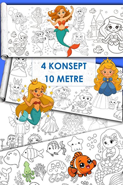 woodhomeworks Dev Boyama Kağıdı tamamı 10 Metre Rulo Boyama Kağıdı - Çocuk Eğ...