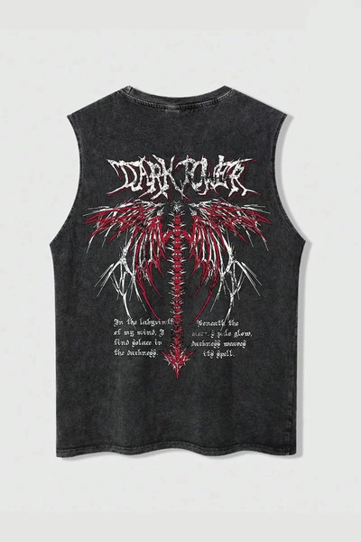 weywot Σκοτεινή Δύναμη Ριχτό Μπλουζάκι Crew Neck Πλενόμενο Vintage Unisex Oversize T-Shirt