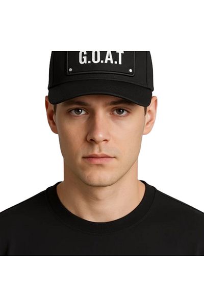 CosmoOutlet قبعة G.O.A.T مكتوبة قابلة للتعديل موديل قبعة رجالية سوداء