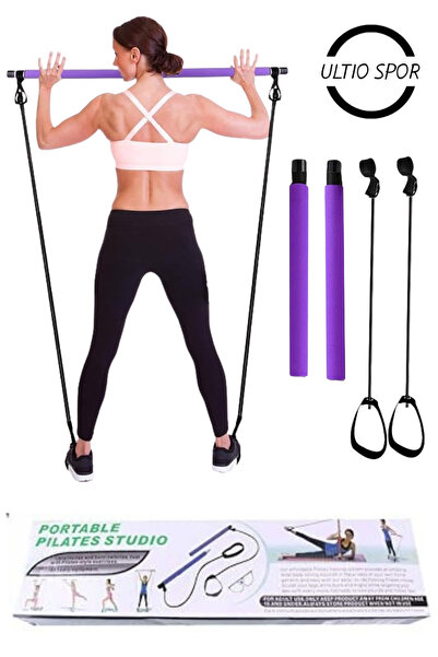 ULTIO Pilates Bar Seti – Taşınabilir Direnç Lastikli Fitness Ekipmanı Yoga ve Pilates Egzersizleri İçin