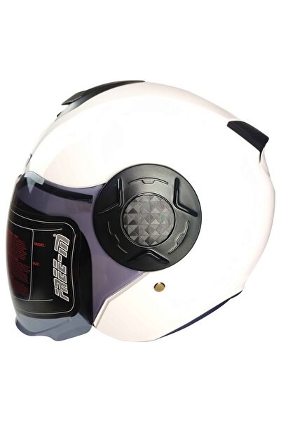 Free-M FR-665 Yarım Motosiklet Kaskı - Beyaz, Güneş Vizörlü CE Onaylı