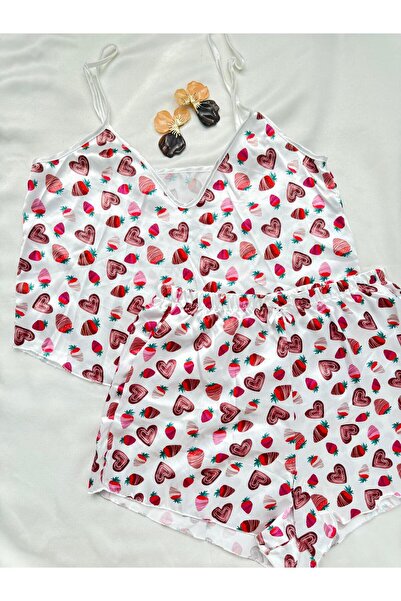 İNKO İÇ GİYİM Σετ πιτζάμες με σατέν σχέδιο με ρυθμιζόμενο λουράκι