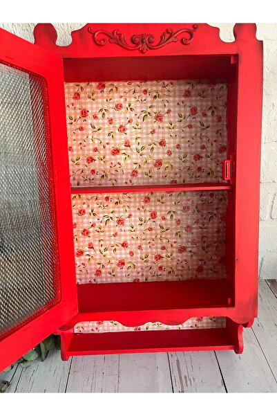 Bypinaryuksel Tek Kapaklı Kırmızı Tel Dolap ,Terek ,Mutfak Fincan Dolabı