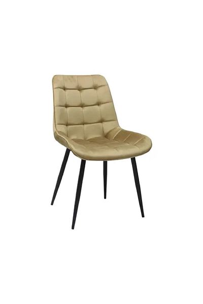 Casafun Set of 4 Comfort Style chairs, wooden frame, velvet, black metal legs, living room, HoReCa, kitchen