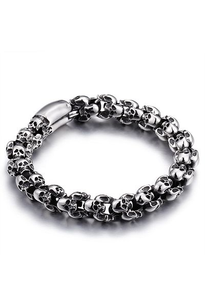 Viking Skull Skull Design Adjustable Tarnish&Rustproof 316L Steel Bracelet