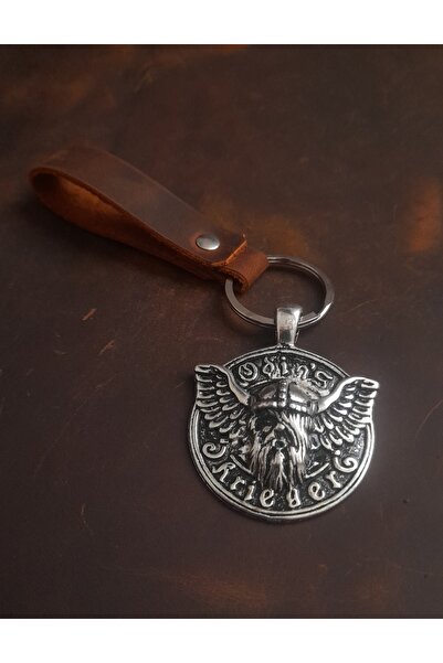 E&F Takı سلسلة مفاتيح من الجلد الطبيعي بتصميم ODIN'S المتميز