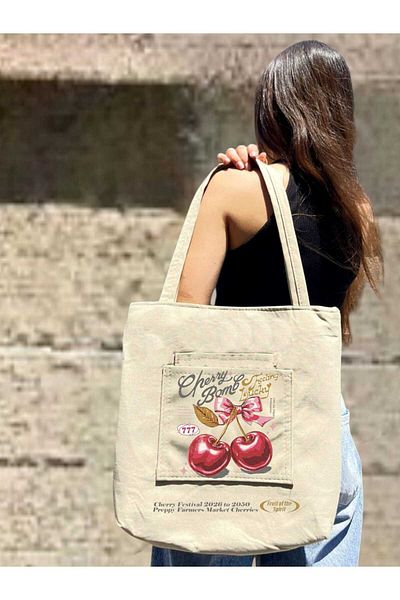 ECCAdesing Cherry Cherry Printed Modern Girl's Women's Shoulder and Beach Bag