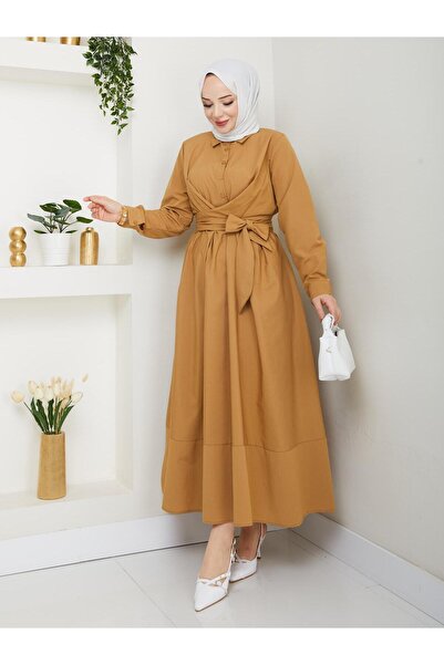 Moda Krash Bel Girdle Poplin Summer Dress