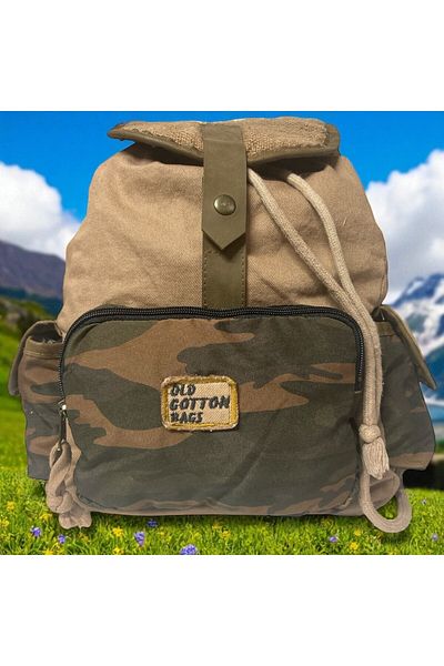 Old Cotton Quality Single Eyed Vintage Casual Design Unisex Backpack Daily School Trip Camping Trekking Bag 29Cmx36Cm