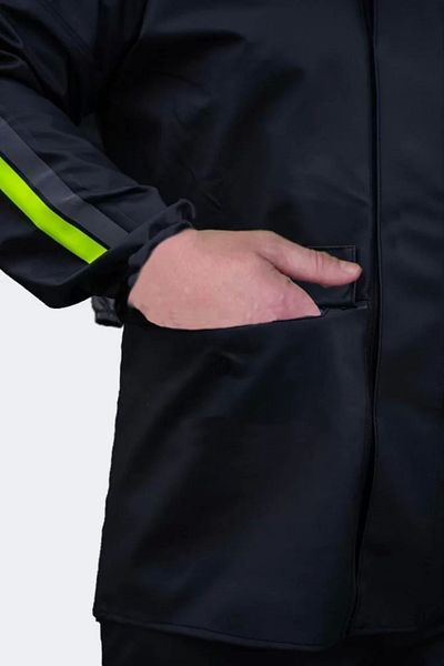 dododan Unisex Full Fit Biker Courier Waterproof Raincoat Suit with Pockets - Black