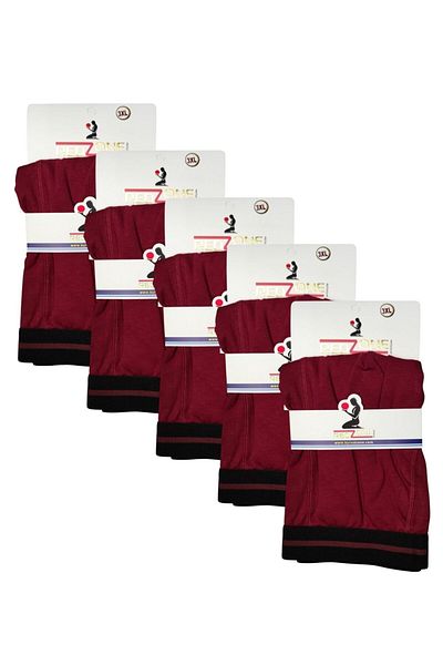 Redzone 5 Pieces Large Size Lycra Boxer Claret Red