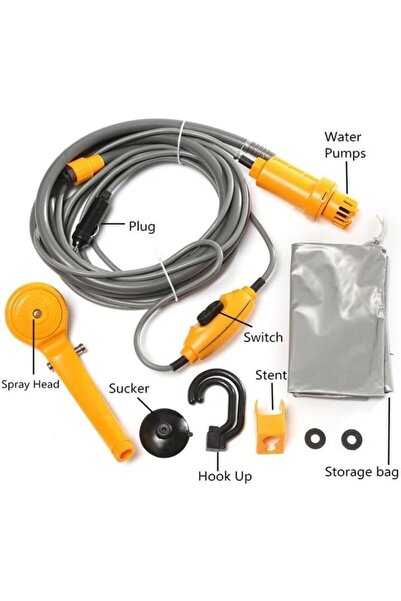 Generic طقم دش كهربائي محمول ١٢ فولت للتخييم والسفر والحيوانات الأليفة وتنظيف السيارة - DENX DX3612