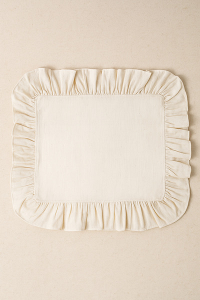 h homerest Pileli Kenar Kumaş Amerikan Servis - Dikdörtgen Krem Rengi Dekoratif Supla