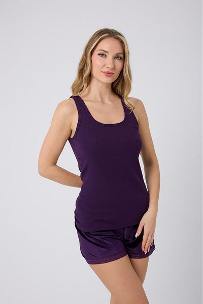 İNKO İÇ GİYİM Velvet Lace Detailed Thick Strap Shorts Pajama Set
